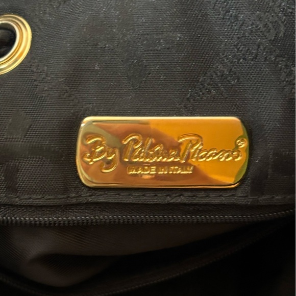 Paloma Picasso Vintage Chic Black Leather Backpack with Gold Accents main image 11